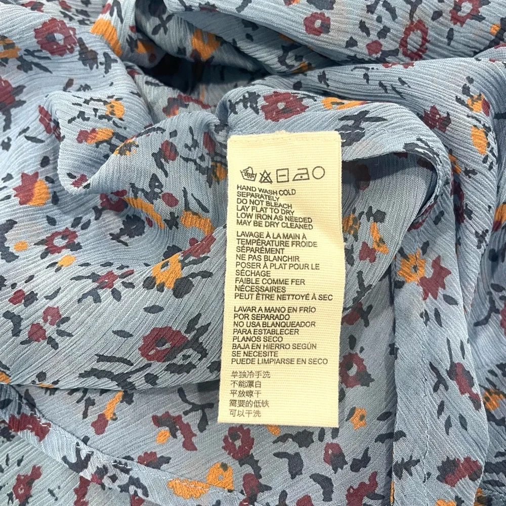 Cleobella Cecilia Blue Floral Chiffon Tiered Slit Midi Dress Lapis Block‎ Print - Picture 16 of 16